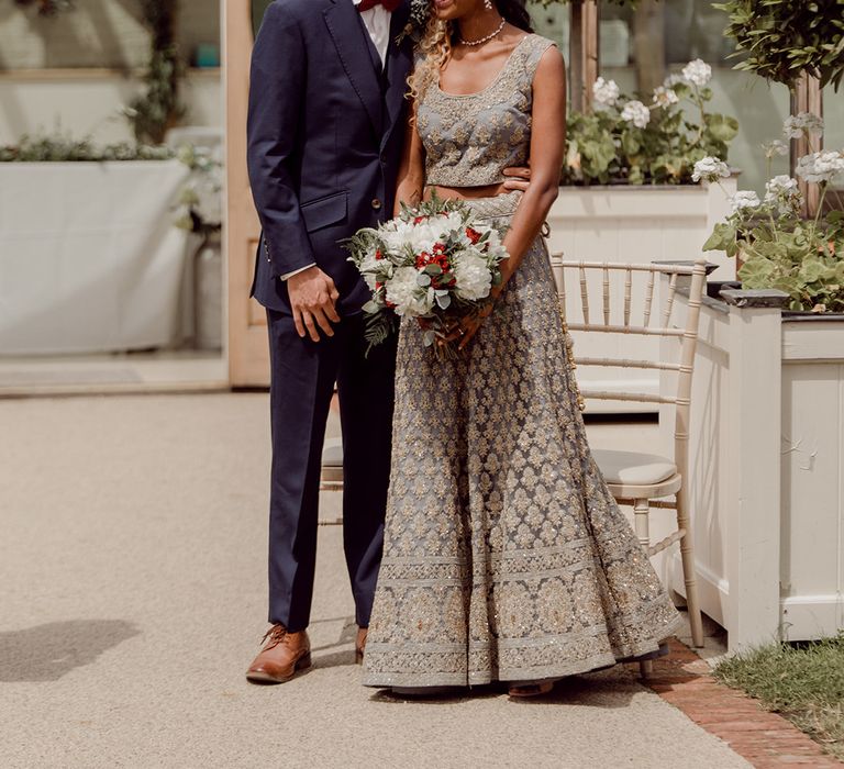 Bride & groom stand with one another outdoors before wedding ceremony | Joshua Gooding Photography