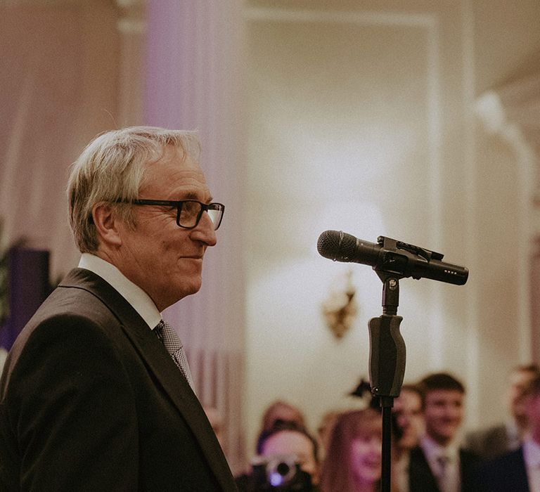 Guest making speech at Hedsor House wedding