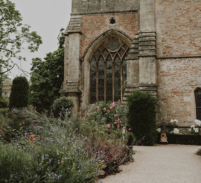 Seasonal flowers in the gardens at Bishop's Palace Wells in Somerset 