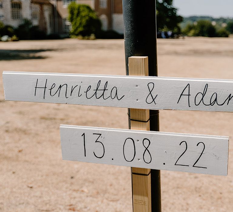 Wedding sign with black writing 