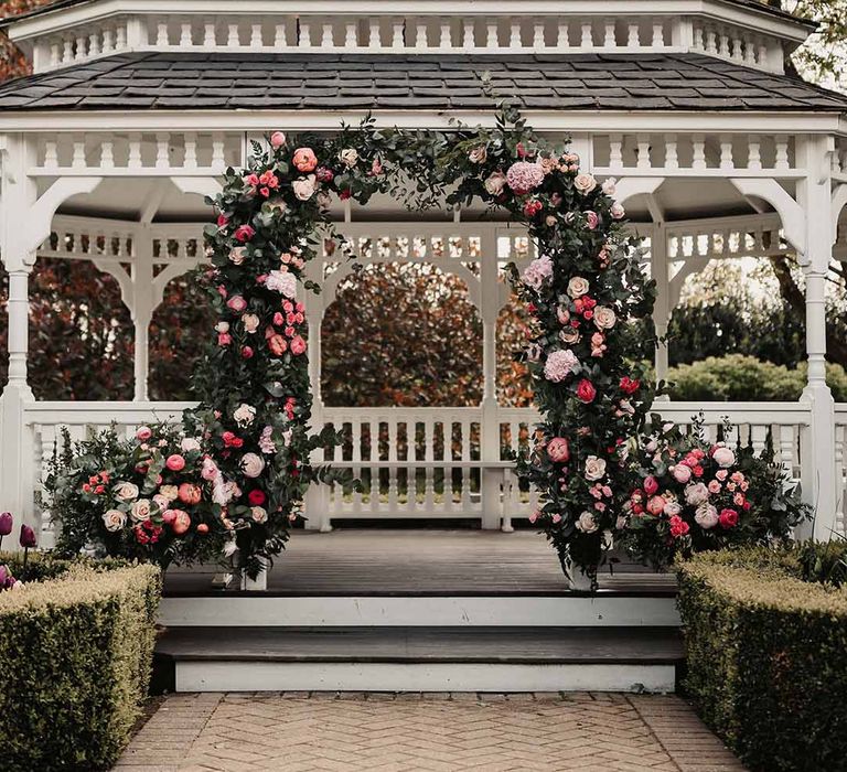 Outdoor pergola and flower arch at The Old Barn Kent 