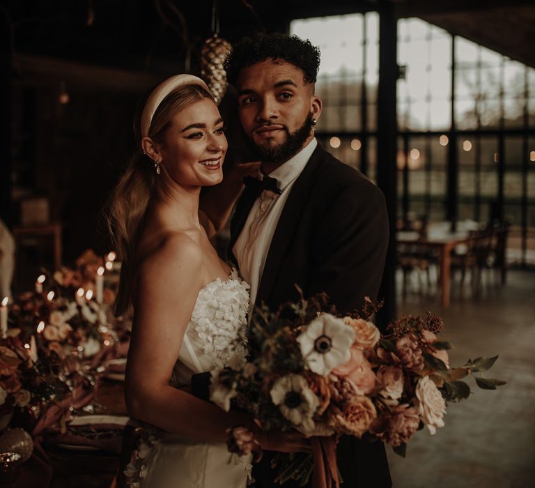 Bride in headband at Hidden River Cabins