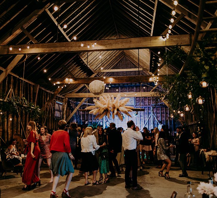 Dry hire barn with rustic wedding decor 