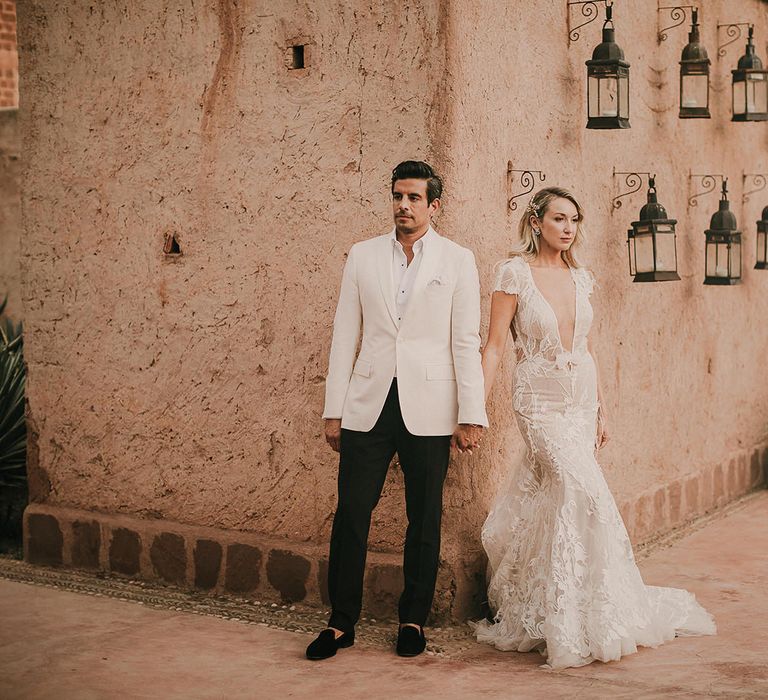 Bride and groom portrait by Pablo Laguia at Marrakech wedding 