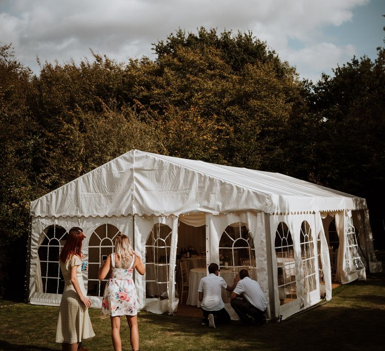 At home marquee wedding reception 