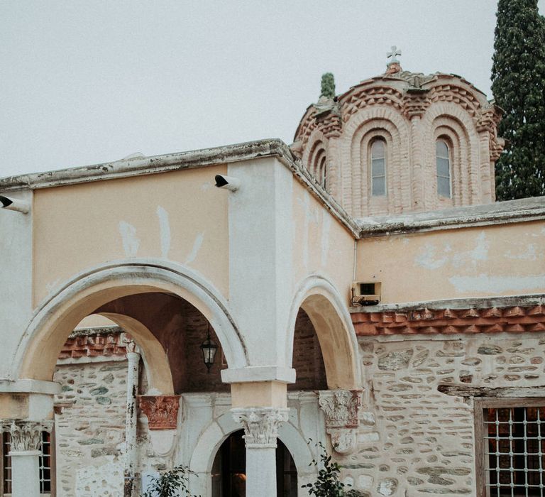 The couple were married in a small greek church