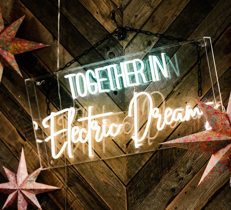 Together in electric dreams neon wedding sign 