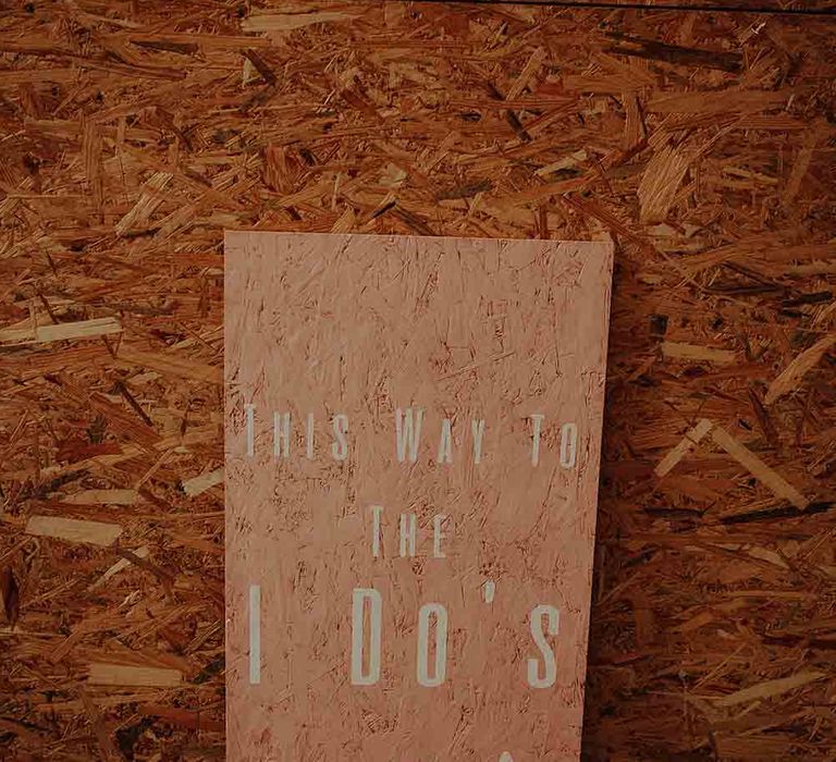 Pink wooden wedding sign