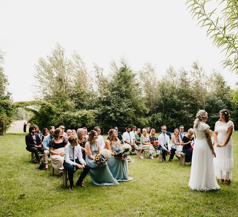 Outdoor wedding ceremony for same sex wedding 