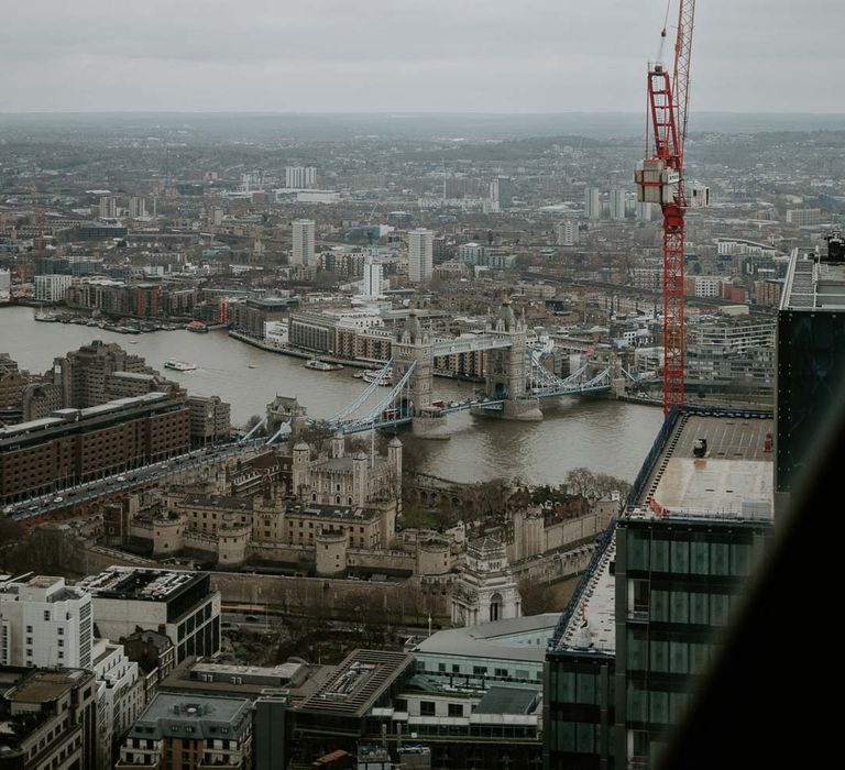 Shot of London views from the top of the Gherkin wedding venue London 