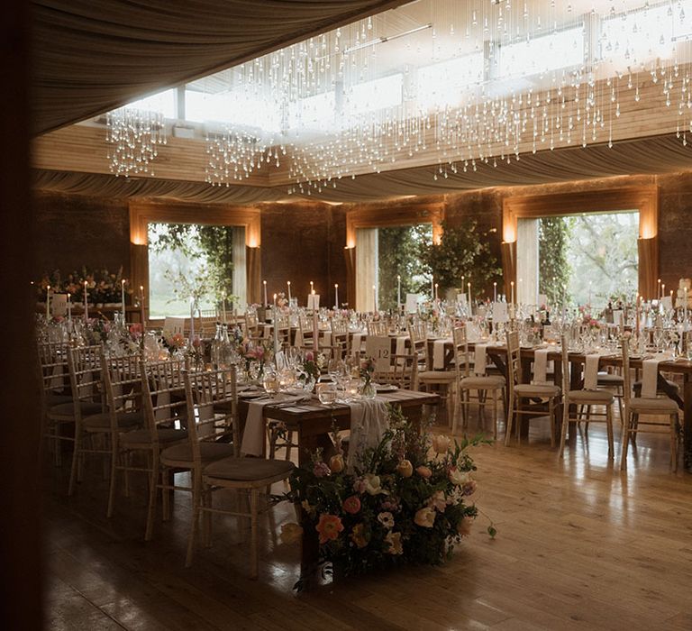 Elmore Court in Gloucestershire wedding venue with pretty pink decorations 