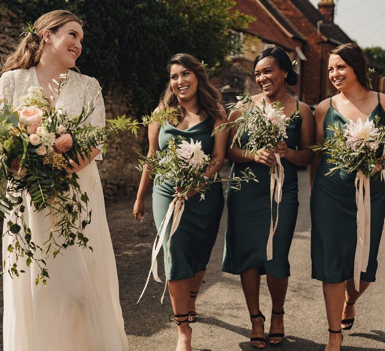 Bride and bridesmaids at micro wedding at CS Lewis House in Oxford 