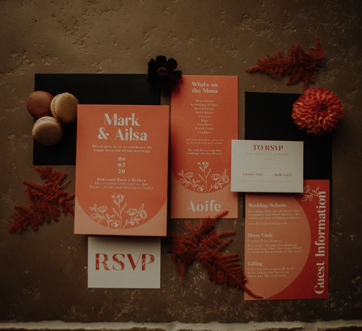 Wedding stationery suite for orange wedding theme 