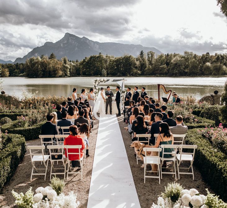 Intimate wedding ceremony at Salzburg, Austria destination wedding 