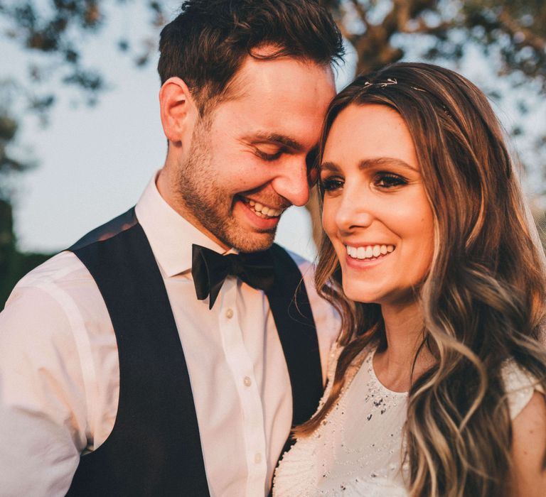 Newly-wed couple close up shot at Italian Wedding