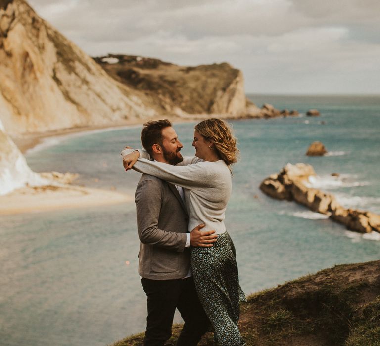 Beach photoshoot for newly engaged couple