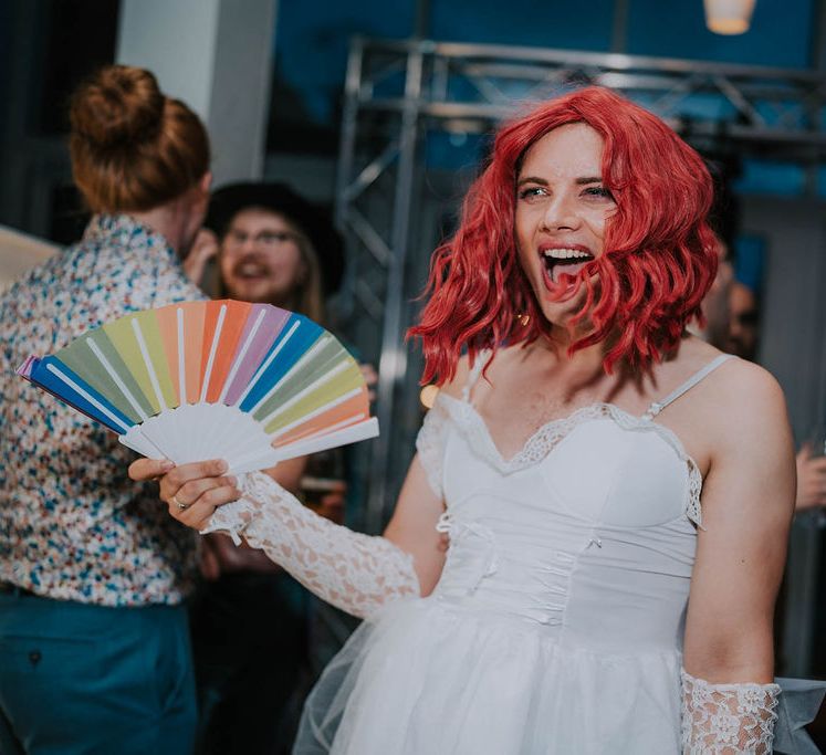 Groom wears red wig for drag dress-up on his wedding day | Kim Williams Weddings