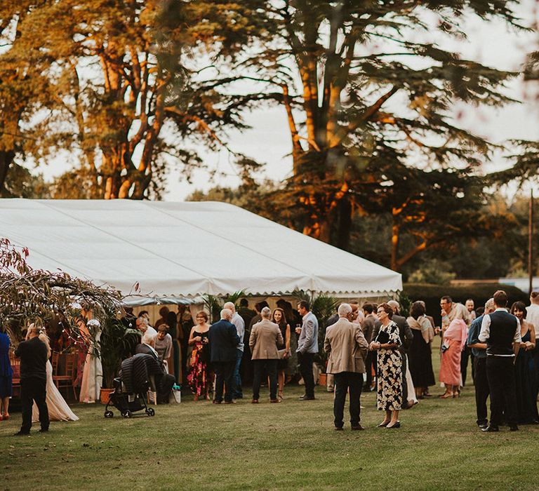 Outdoor marquee setting for reception