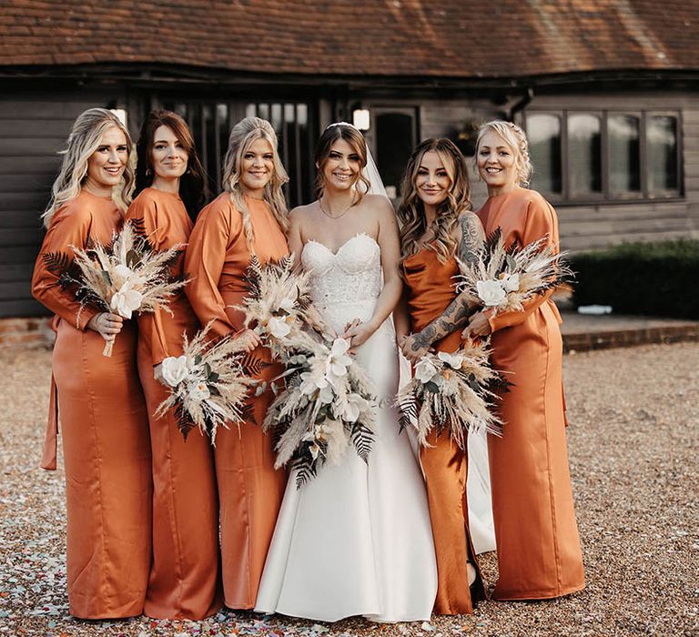 Burnt orange bridesmaid dresses