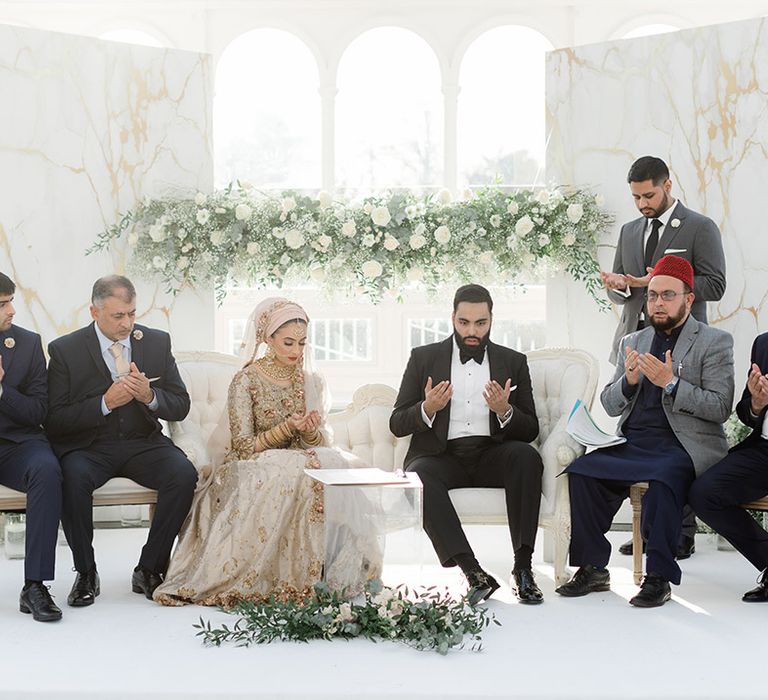 Bride & groom during Walima ceremony at the Isla Gladstone Conservatory