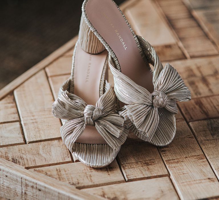 Grey silver Loeffler Randall bow bridal shoes 