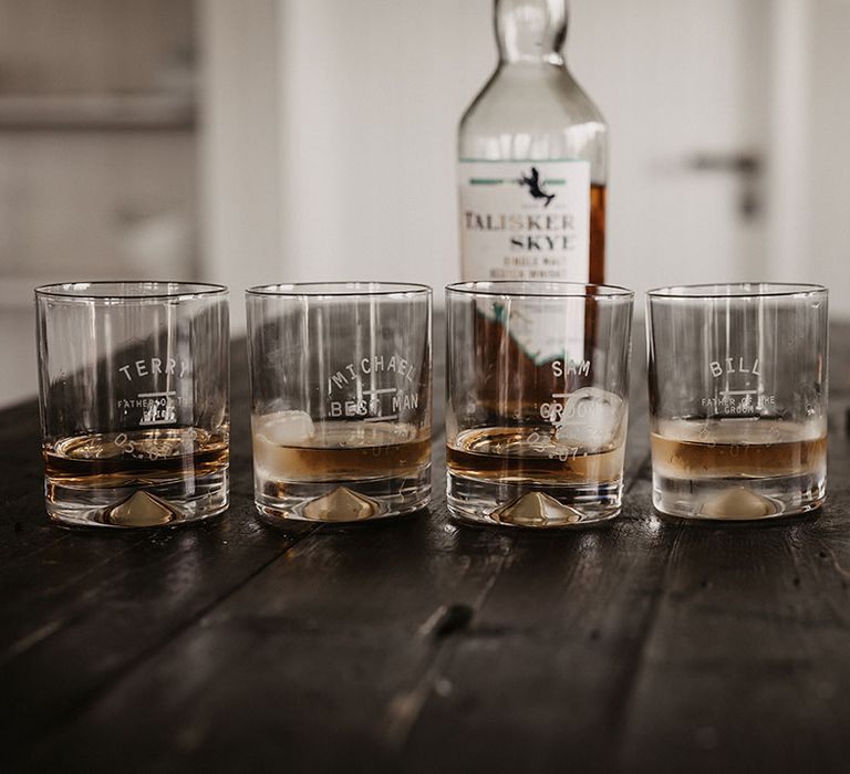 Personalised whiskey glasses for the groomsman and father of the bride wedding gift idea 