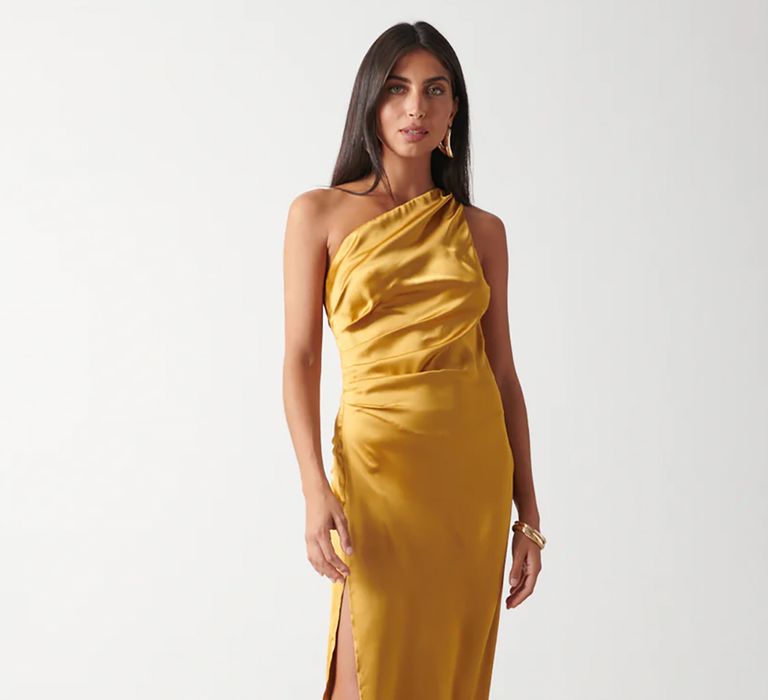 Yellow gold bridesmaid dress from Pretty Lavish