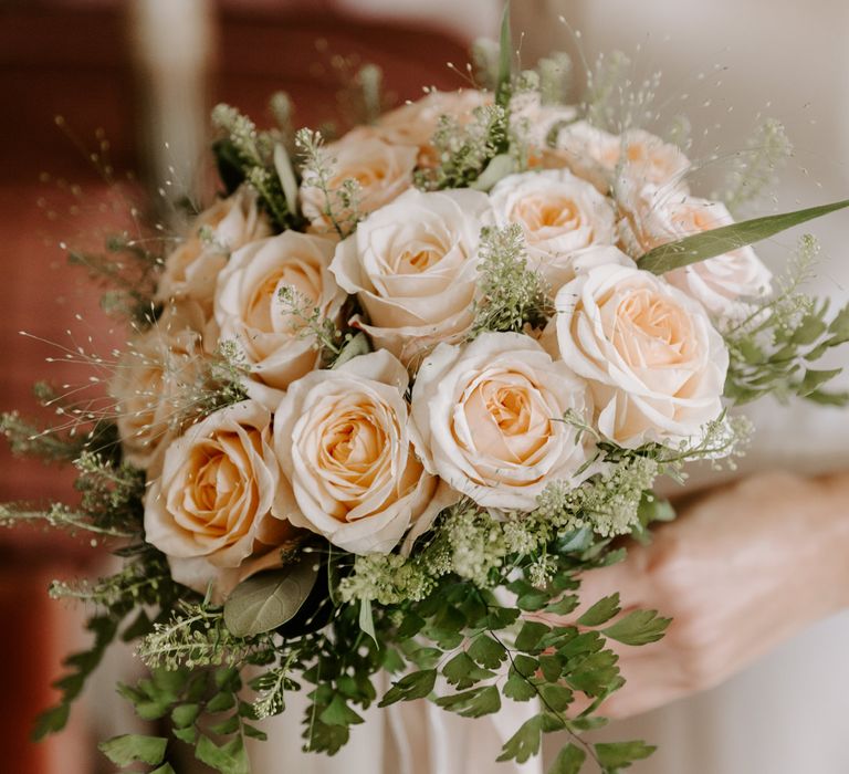 Beautiful bridal bouquet at micro wedding