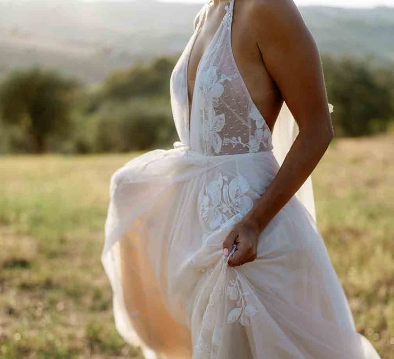 Halterneck wedding dress for romantic Italian wedding