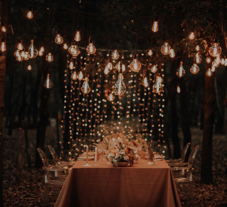 Edison bulb wedding lighting for outdoor wedding 