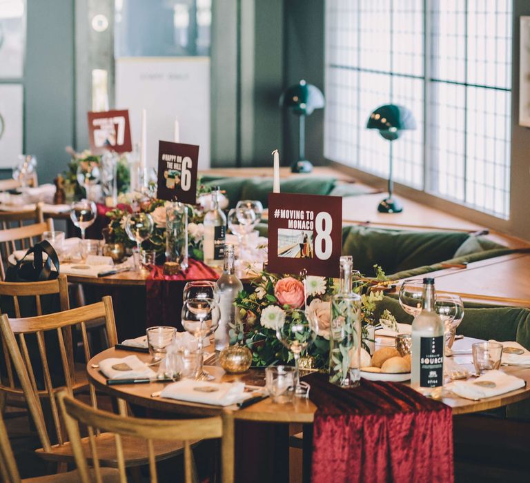 Deep red wedding decor for tablescape