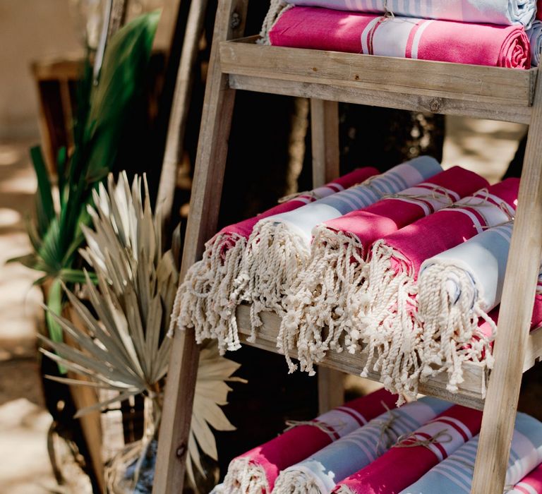 Folded shawls for guests