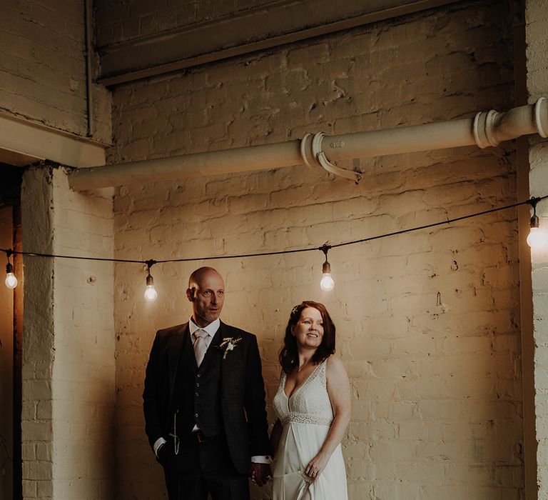 Bride and groom at industrial Dundee wedding venue