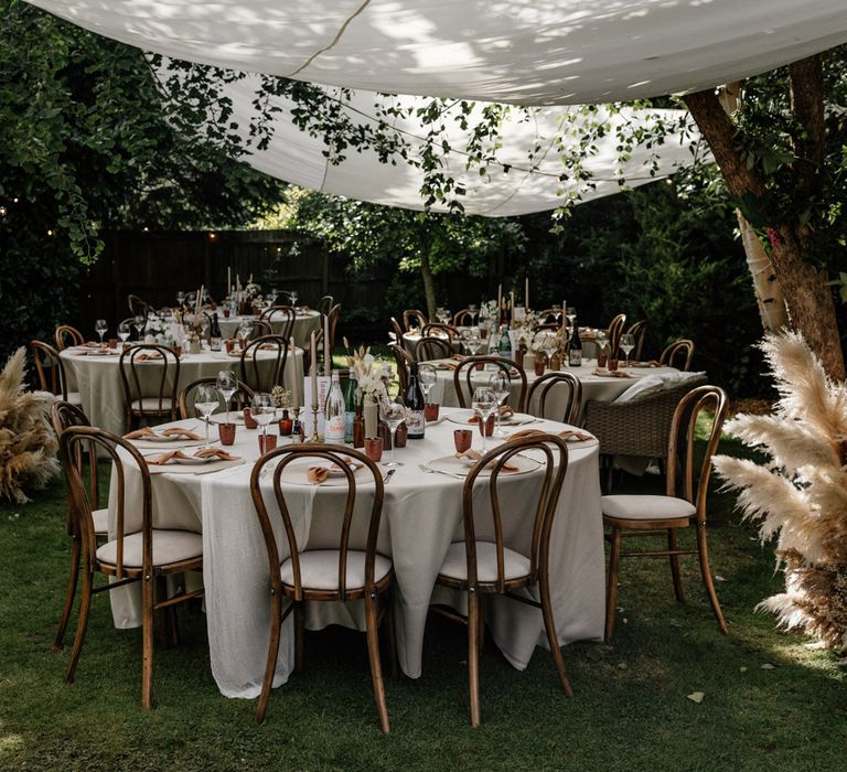 Outdoor garden wedding reception