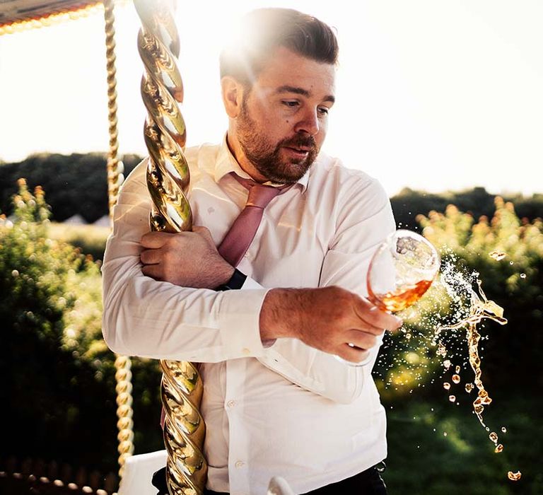 Guest spills drink on carousel