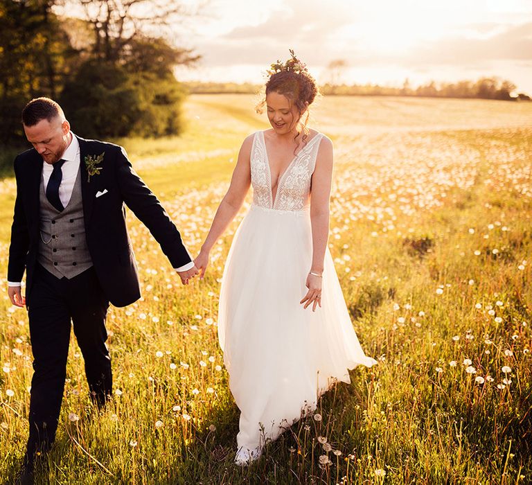 Bride and groom at intimate wedding at Cripps Barn