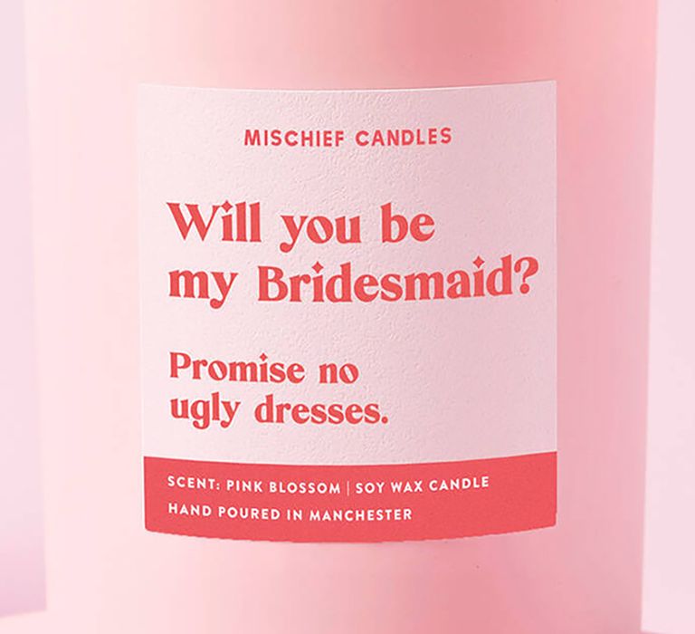 Funny bridesmaid proposal candle 