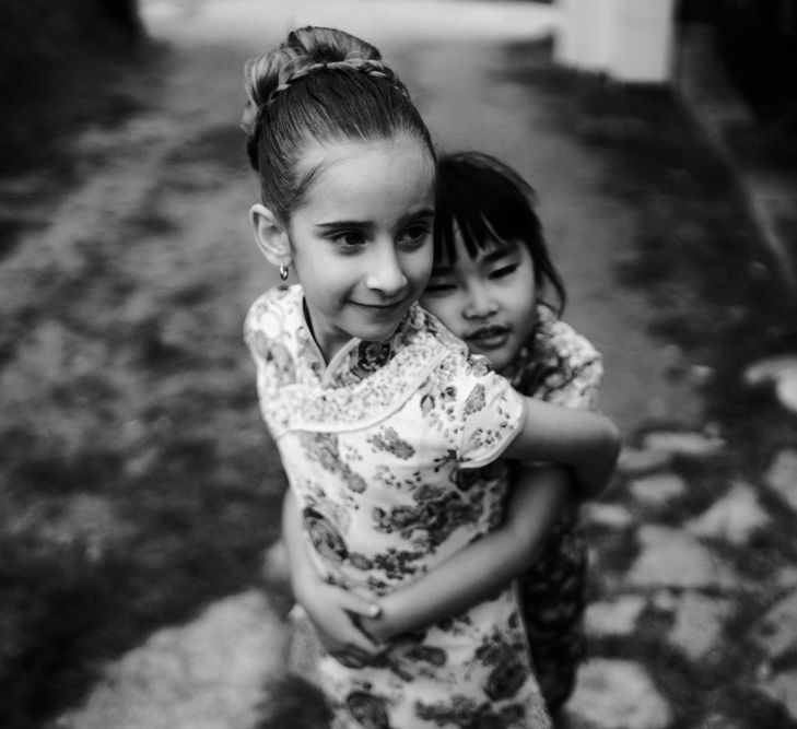 Children playing at destination wedding 