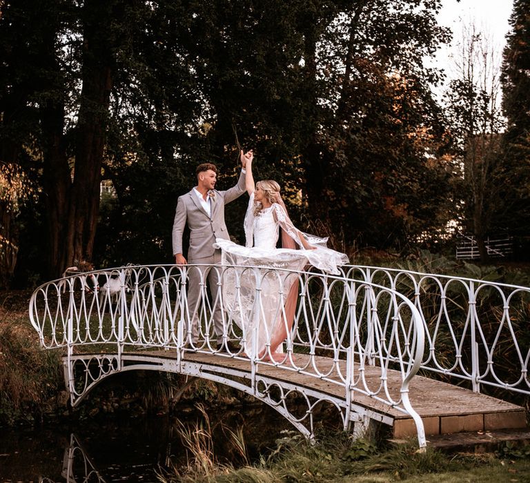 Bride twirls in her Rue de Seine wedding dress 