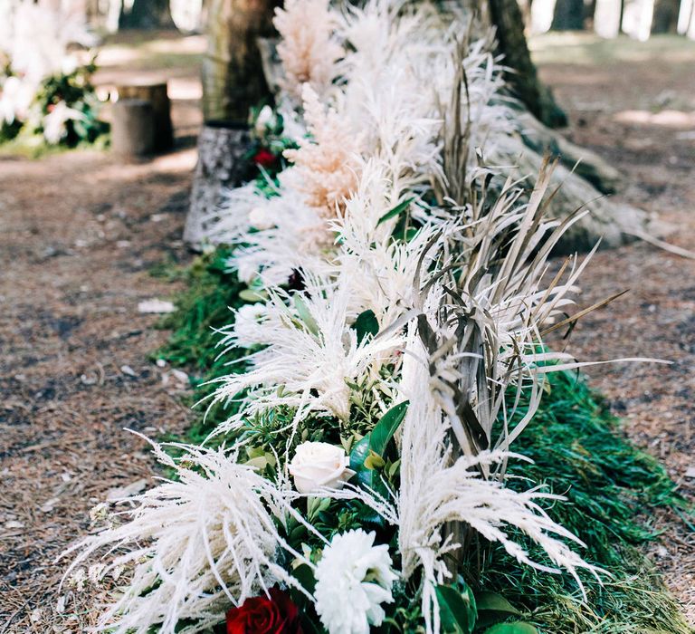 Forest wedding ceremony decor