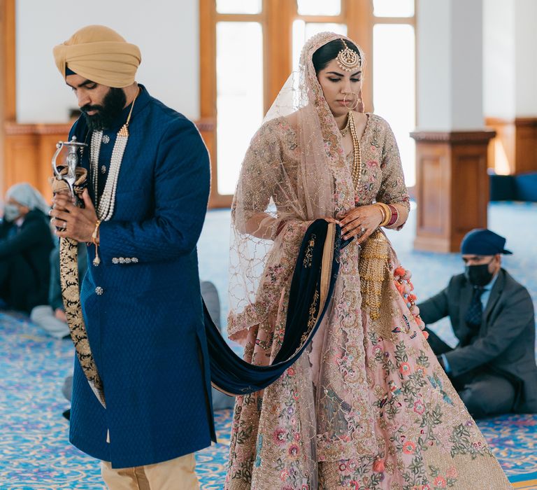 Bride & groom for traditional Punjabi wedding 