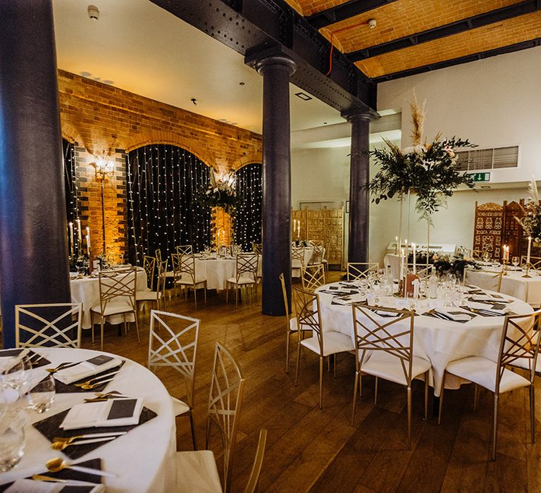 Fairy light wedding reception at Henley Brewery