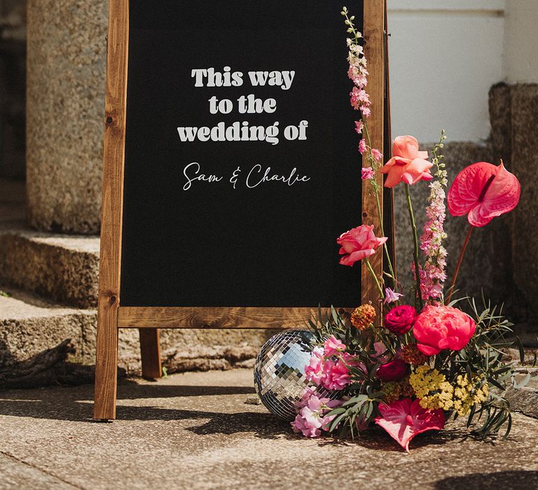 Chalkboard wedding welcome signage 