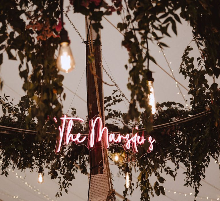 Custom pink neon wedding sign 