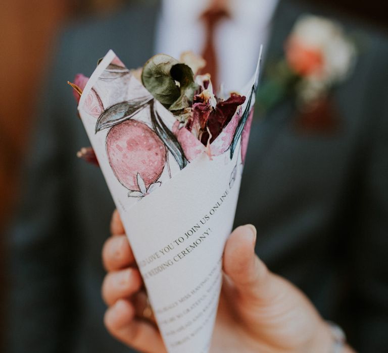 Confetti cone filled with dried flowers