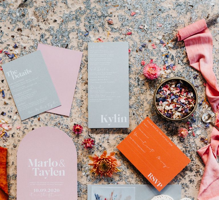 Colourful wedding stationery by Wonderland Invites 