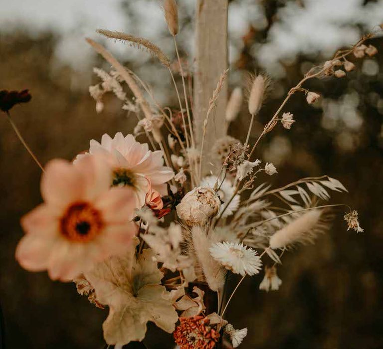 Locally foraged flowers were used for this sustainable wedding inspiration shoot