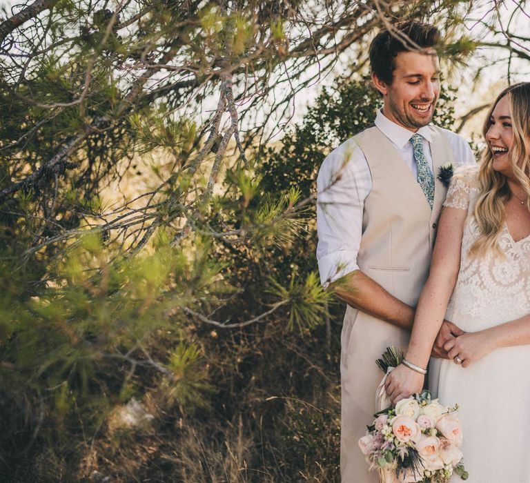 The bride and groom in the French countryside at Le Mas De La Rose