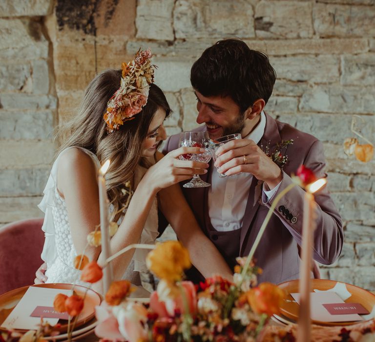 Bride and groom at Almonry Barn Somerset wedding venue