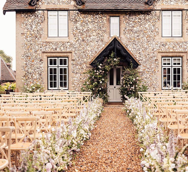 Ashleigh's family home dressed for their English country garden style wedding with an outdoor ceremony 